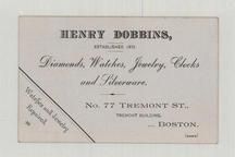 Henry Dobbins - Diamonds, Watches, Jewelry, Clock, and Silverware, Perkins Collection 1850 to 1900 Advertising Cards